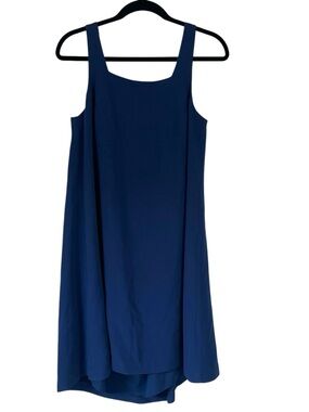 Club Monaco Navy Swing Dress Low Back Scoop Flowy Minimalist Size 4